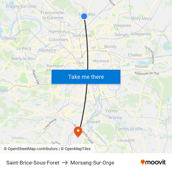Saint-Brice-Sous-Foret to Morsang-Sur-Orge map