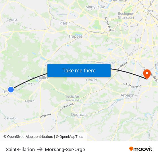 Saint-Hilarion to Morsang-Sur-Orge map
