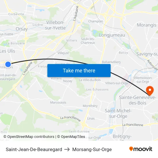 Saint-Jean-De-Beauregard to Morsang-Sur-Orge map