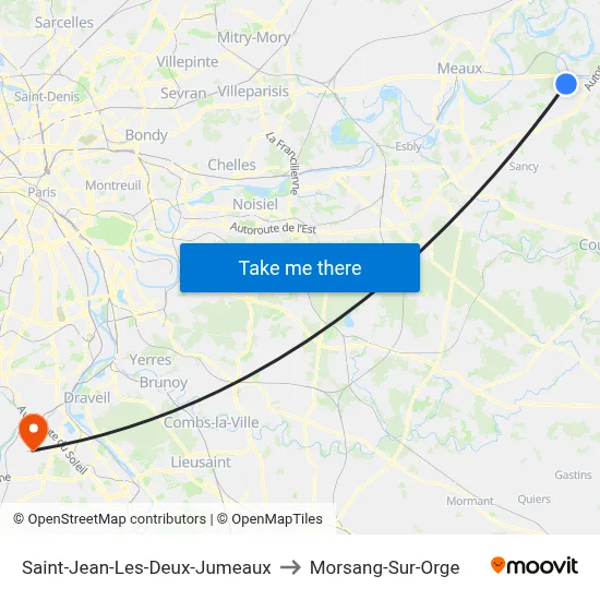 Saint-Jean-Les-Deux-Jumeaux to Morsang-Sur-Orge map