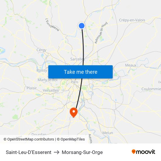 Saint-Leu-D'Esserent to Morsang-Sur-Orge map