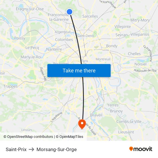 Saint-Prix to Morsang-Sur-Orge map