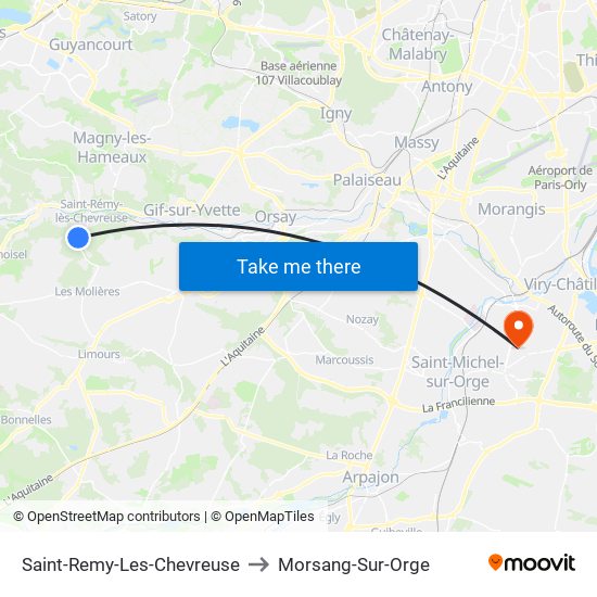 Saint-Remy-Les-Chevreuse to Morsang-Sur-Orge map