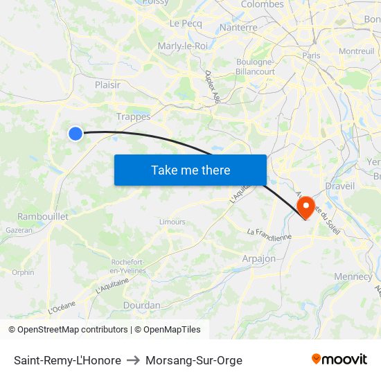 Saint-Remy-L'Honore to Morsang-Sur-Orge map