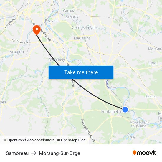 Samoreau to Morsang-Sur-Orge map