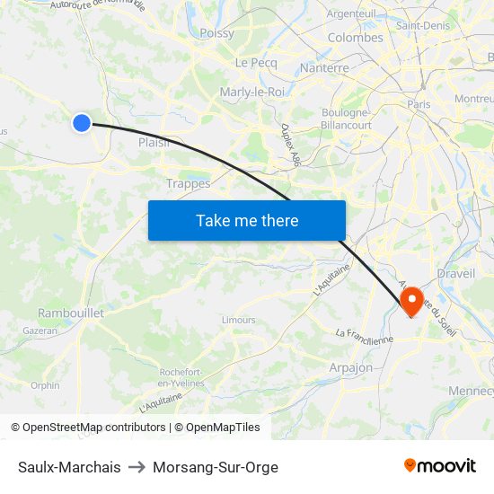 Saulx-Marchais to Morsang-Sur-Orge map