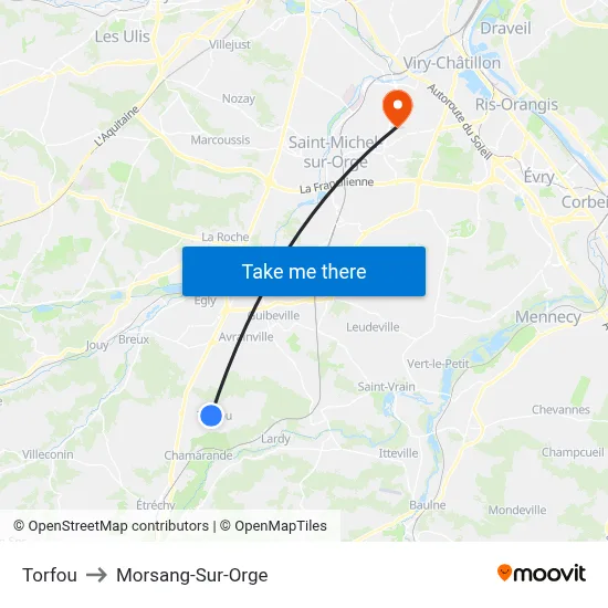 Torfou to Morsang-Sur-Orge map