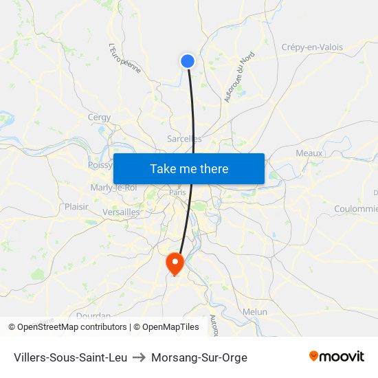 Villers-Sous-Saint-Leu to Morsang-Sur-Orge map