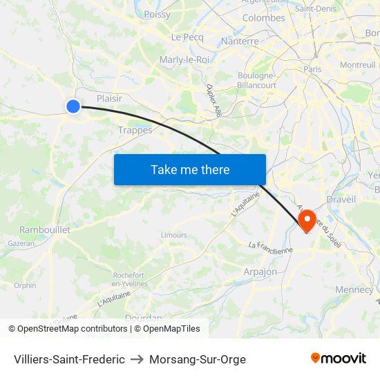 Villiers-Saint-Frederic to Morsang-Sur-Orge map