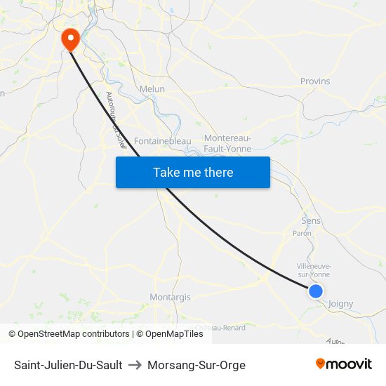 Saint-Julien-Du-Sault to Morsang-Sur-Orge map