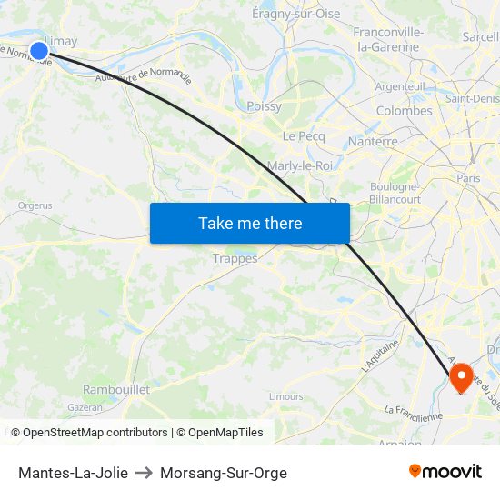 Mantes-La-Jolie to Morsang-Sur-Orge map