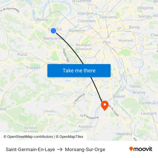 Saint-Germain-En-Laye to Morsang-Sur-Orge map