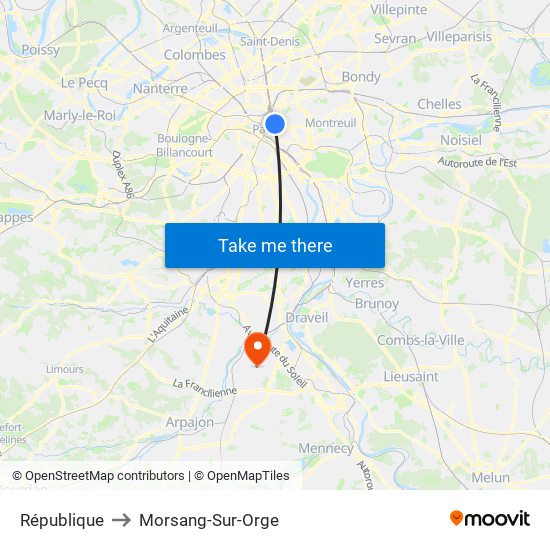 République to Morsang-Sur-Orge map
