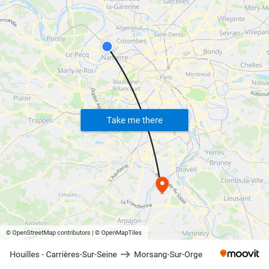 Houilles - Carrières-Sur-Seine to Morsang-Sur-Orge map