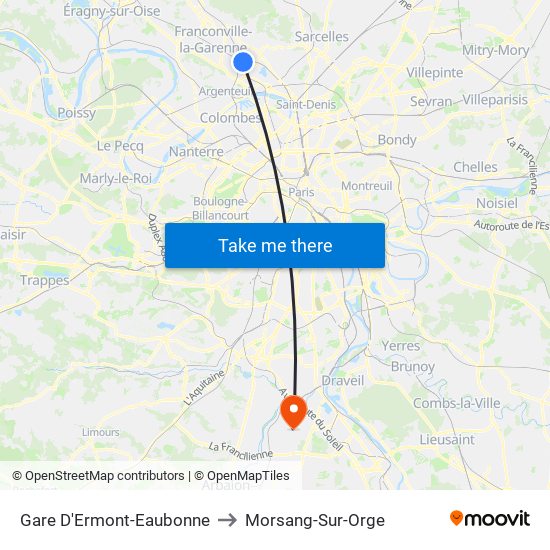 Gare D'Ermont-Eaubonne to Morsang-Sur-Orge map