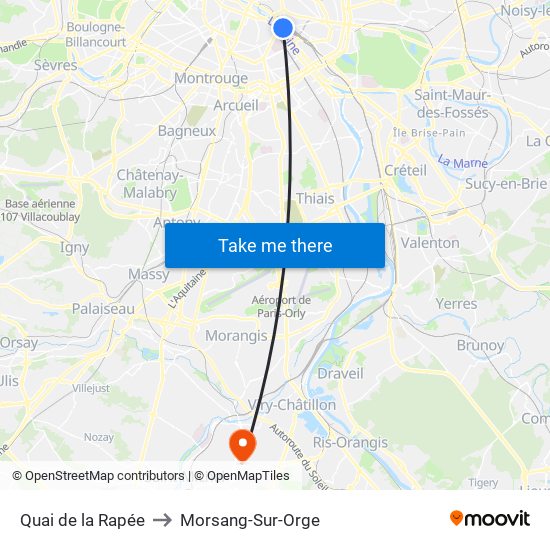 Quai de la Rapée to Morsang-Sur-Orge map