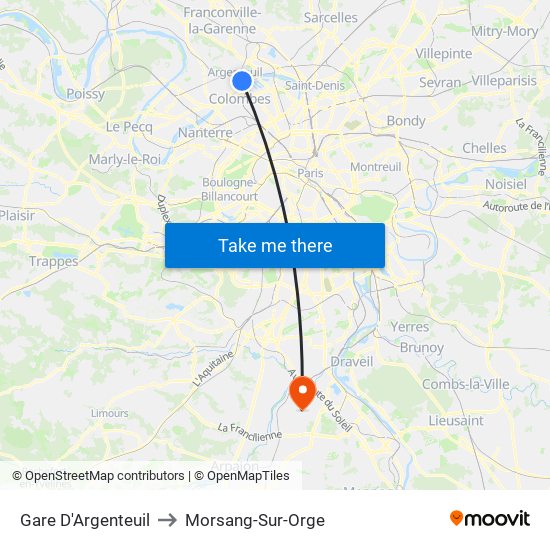 Gare D'Argenteuil to Morsang-Sur-Orge map