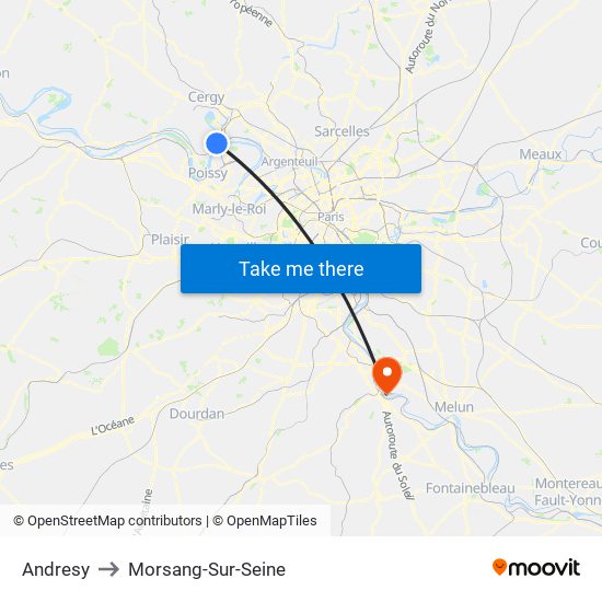 Andresy to Morsang-Sur-Seine map