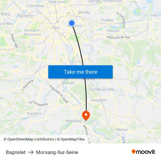 Bagnolet to Morsang-Sur-Seine map