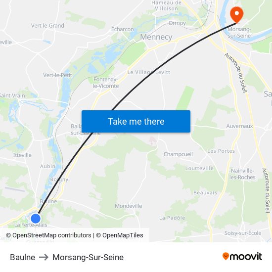 Baulne to Morsang-Sur-Seine map