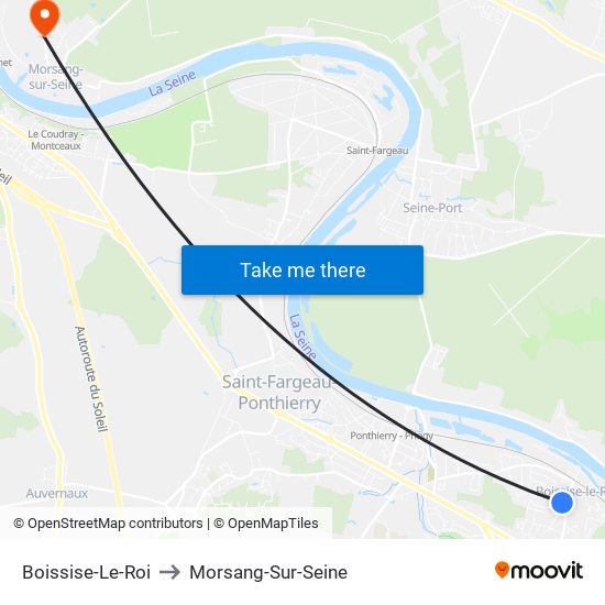 Boissise-Le-Roi to Morsang-Sur-Seine map
