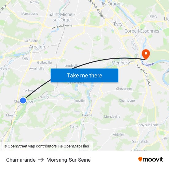 Chamarande to Morsang-Sur-Seine map