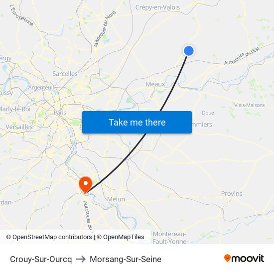 Crouy-Sur-Ourcq to Morsang-Sur-Seine map