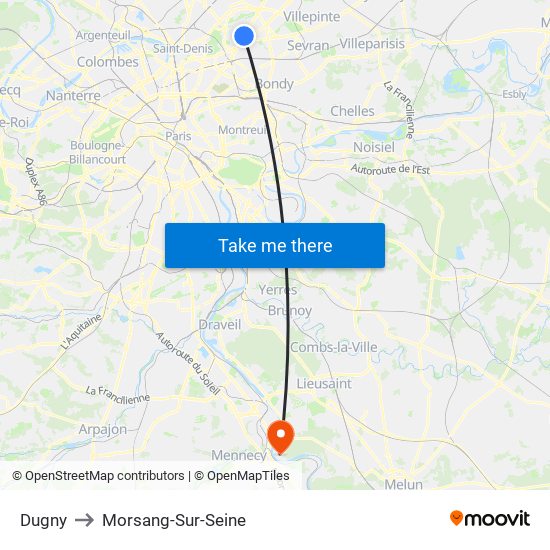 Dugny to Morsang-Sur-Seine map