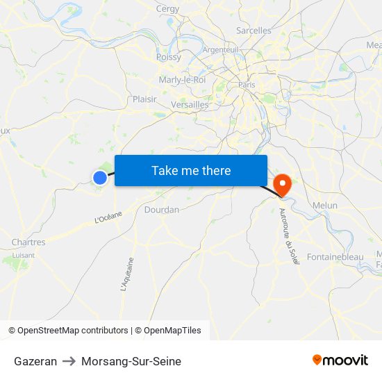 Gazeran to Morsang-Sur-Seine map