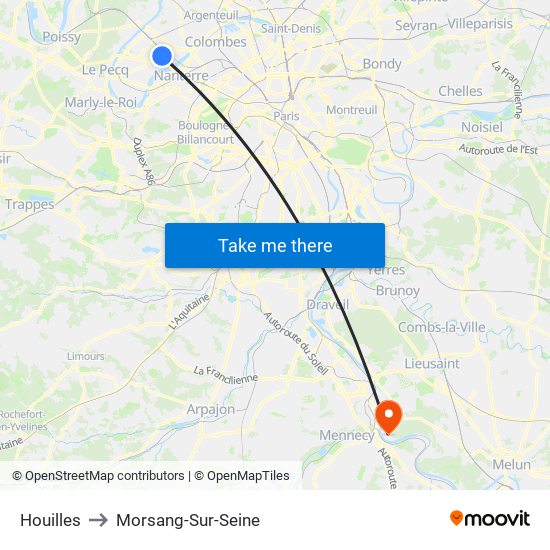 Houilles to Morsang-Sur-Seine map