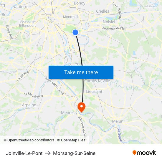 Joinville-Le-Pont to Morsang-Sur-Seine map
