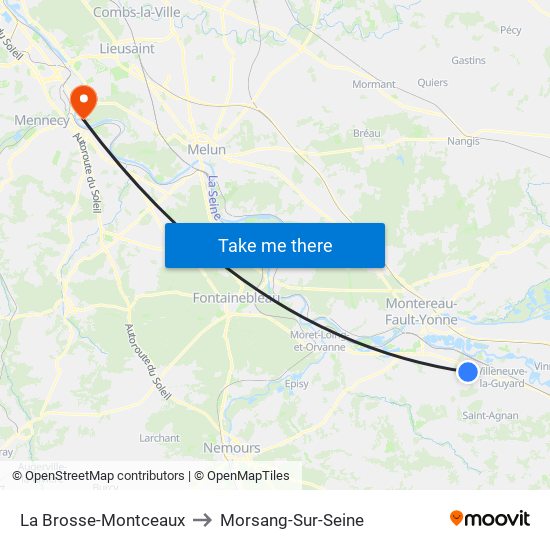 La Brosse-Montceaux to Morsang-Sur-Seine map