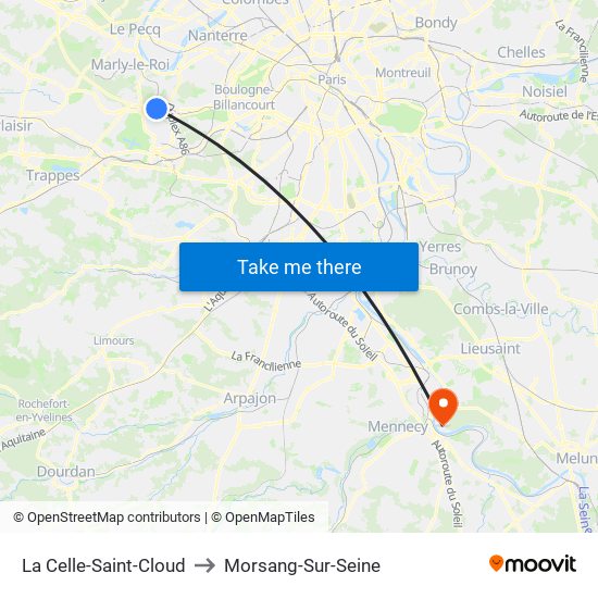 La Celle-Saint-Cloud to Morsang-Sur-Seine map