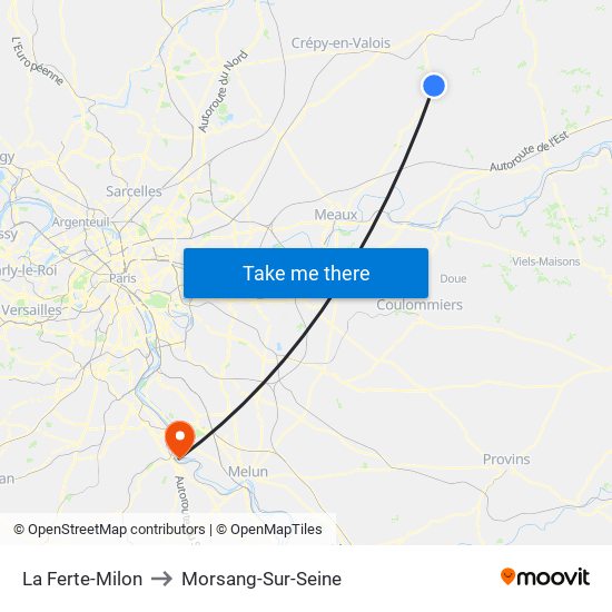 La Ferte-Milon to Morsang-Sur-Seine map