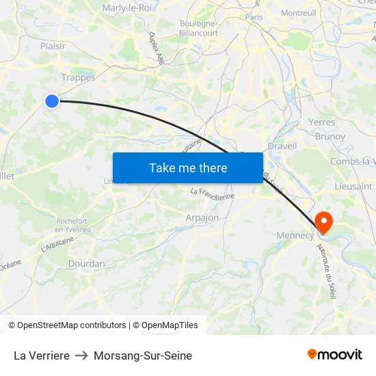 La Verriere to Morsang-Sur-Seine map