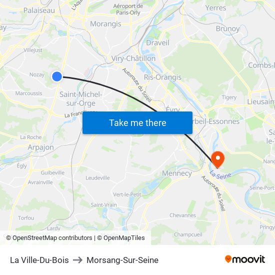 La Ville-Du-Bois to Morsang-Sur-Seine map