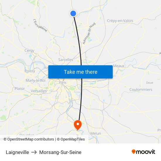 Laigneville to Morsang-Sur-Seine map