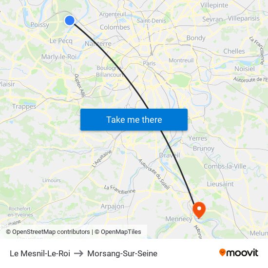 Le Mesnil-Le-Roi to Morsang-Sur-Seine map