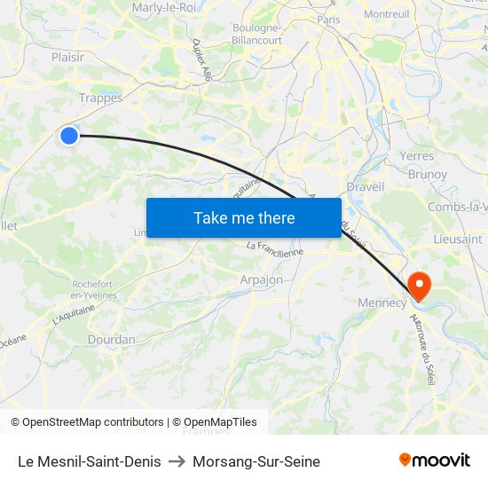 Le Mesnil-Saint-Denis to Morsang-Sur-Seine map