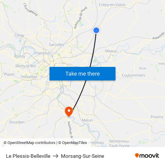 Le Plessis-Belleville to Morsang-Sur-Seine map