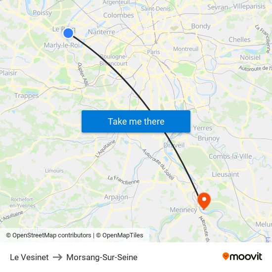 Le Vesinet to Morsang-Sur-Seine map