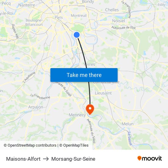 Maisons-Alfort to Morsang-Sur-Seine map