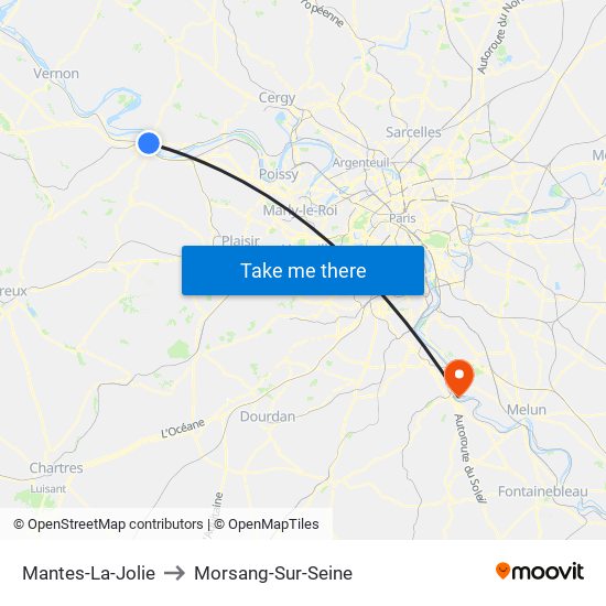 Mantes-La-Jolie to Morsang-Sur-Seine map