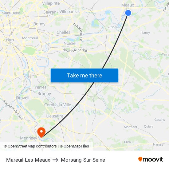 Mareuil-Les-Meaux to Morsang-Sur-Seine map