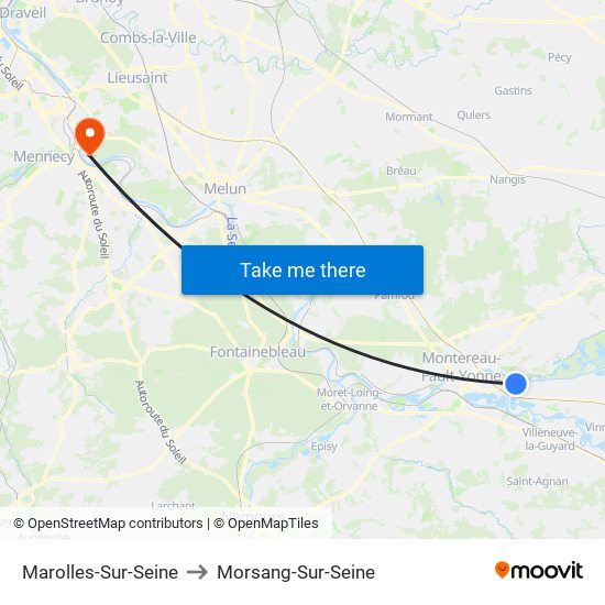 Marolles-Sur-Seine to Morsang-Sur-Seine map