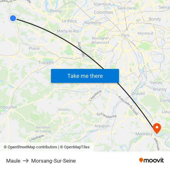 Maule to Morsang-Sur-Seine map