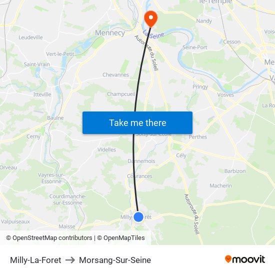 Milly-La-Foret to Morsang-Sur-Seine map