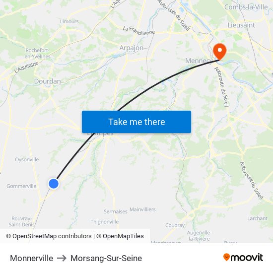 Monnerville to Morsang-Sur-Seine map