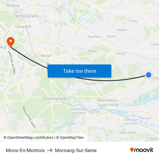 Mons-En-Montois to Morsang-Sur-Seine map