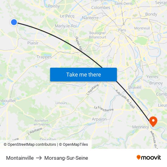 Montainville to Morsang-Sur-Seine map